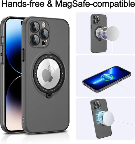 Vista 5 de Funda magnética para iPhone 14 Pro, con anillo de soporte, [compatible con Magsafe] [protección de cámara] grado militar a prueba de golpes