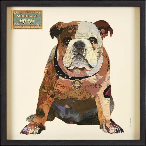 Vista 33 de Empire Art Direct Alex Zeng - Papel gráfico enmarcado con collage dimensional de bulldog francés bajo vidrio, listo para colgar, 17 x 17 pulgadas