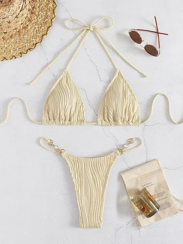 Vista 6 de Verdusa Conjunto de bikini de 2 piezas para mujer, traje de baño con parte superior triangular y tanga