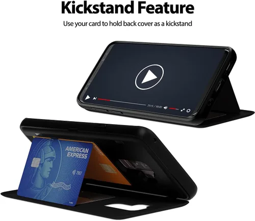 Vista 7 de GOOSPERY Parachoques magnético para puerta compatible con Galaxy S9 Plus, tarjetero tipo billetera con cierre automático por iman, funda protectora
