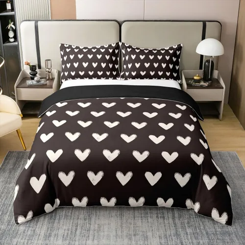 Vista 11 de Erosebridal King and Queen - Funda de edredón personalizada 100% algodón, funda de edredón romántica para el día de San Valentín para los Negro