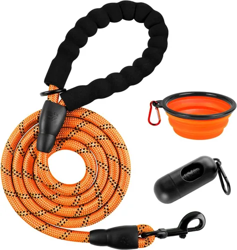Vista 15 de BARKBAY - Correas para perros grandes, resistentes, de 4/5/6 pies, con cómoda asa acolchada y hilos altamente reflectantes para perros medianos
