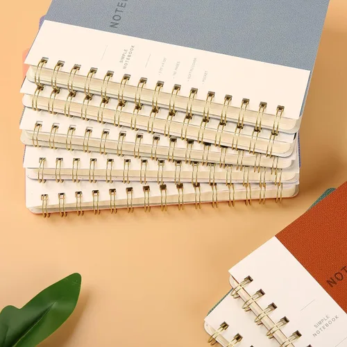 Vista 4 de cuaderno con espiral, 6.10 x 8.19 pulgadas, cuaderno rayado con bolsillos interiores y 160 páginas, tapa de cuero sintético, cuaderno de negocios