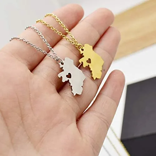 Vista 4 de Ireland Map Necklace Celtic Silhouette Irish Home Jewelry Hollow Country Map Ireland Stainless Steel Pendant Necklace St Patricks
