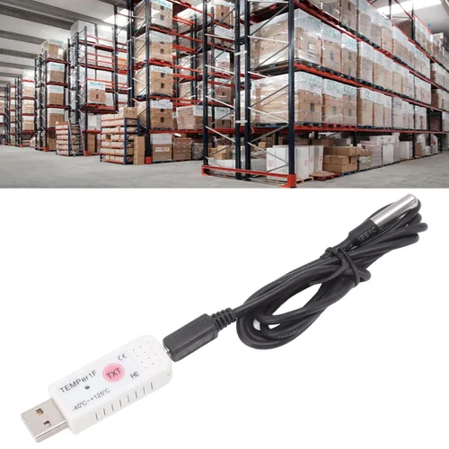 Vista 3 de Termómetro de computadora USB, sensor de termómetro de PC, registrador de datos con pantalla de hiperbola de temperatura y función de alarma