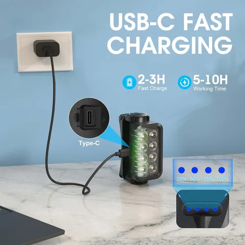Vista 4 de Linterna frontal recargable 2 unidades, 8 LED, 2500 lúmenes, lámpara de cabeza ultraligera y brillante con sensor de movimiento, impermeable