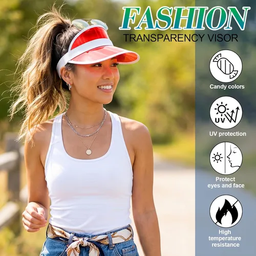 Vista 18 de Jiuguva Viseras de plástico unisex para el sol, gorra de póquer con protección UV para hombres y mujeres, deportes al aire libre, actividades