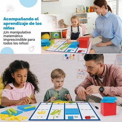 Vista 7 de Torlam 131 bloques base de diez bloques para matemáticas – Bloques de valor posicional, base de plástico, 10 manipuladores matemáticos de primer
