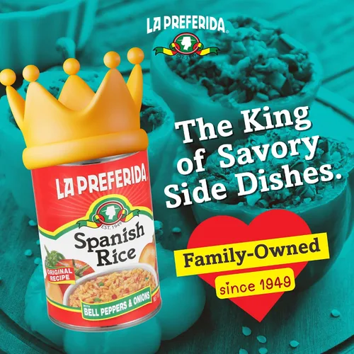 Vista 4 de La Preferida Arroz español enlatado - Rápido y fácil, salsa robusta de tomates, pimiento y cebolla. Ingredientes veganos, naturales, sin