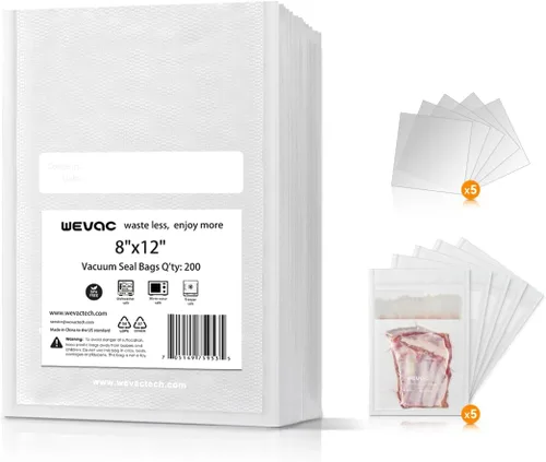 Vista 13 de Wevac Weston - Bolsas selladoras al vacío de 100 pintas, de 6 x 10 pulgadas, para guardar alimentos, sellar una comida, sin BPA, resistentes