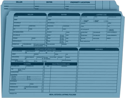 Vista 9 de Carpeta de listado de bienes raíces, panel derecho, tamaño legal, soporte para documentos, preimpreso con lista de verificación de cierre y tarjeta