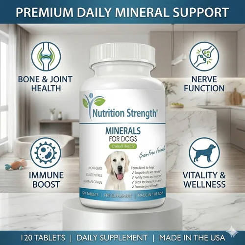 Vista 2 de Minerales para perros, células de apoyo y nervios, fortalecen huesos y músculos, promueven la salud general con calcio, fósforo, magnesio, potasio