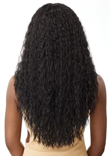 Vista 4 de Outre - Peluca con cierre de encaje 5x5 - Mezcla de cabello humano - Onda de agua peruana de 24 pulgadas (DR4/MARRÓN MIel)