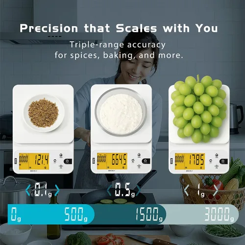 Vista 3 de Polit Báscula de café Brewly con temporizador: escala de café expreso y vertido de precisión de triple rango de 0.00 oz/0.02 oz/0.04 oz, alimentado