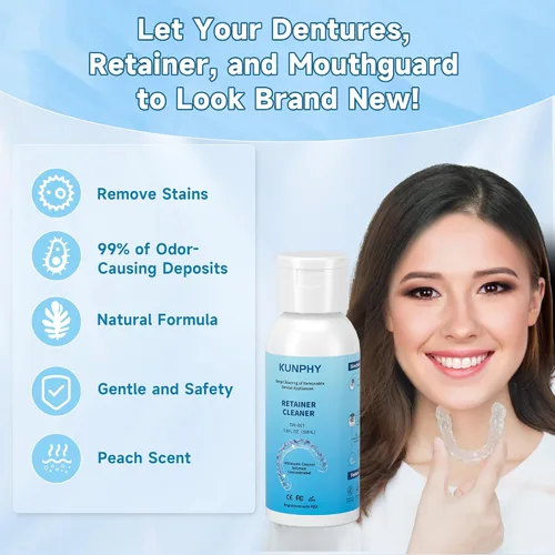 Vista 2 de Solución de limpiador ultrasónico para limpiador ultrasónico de dentaduras: limpieza profesional de retenedores, alineadores invisibles, protectores