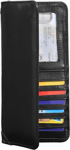 Vista 7 de Yeeasy billetera plegable grande, cuero auténtico, clásico, para hombre