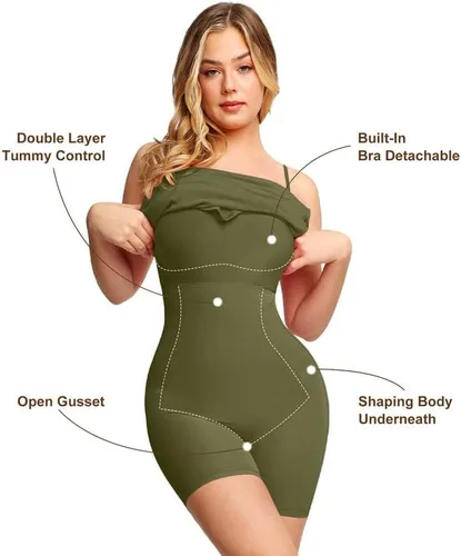 Vista 4 de Popilush Shapewear Dress 9 in 1 Summer Dress with Built in Shapewear Bodycon Slip Maxi Lounge Dresses for Women 2024