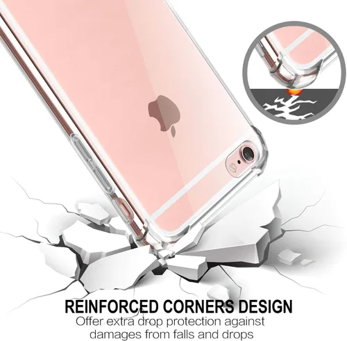 Vista 4 de Funda para iPhone 6, funda transparente para iPhone 6s, bonita funda antiarañazos, delgada, funda de TPU reforzada, absorción de golpes, funda