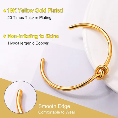 Vista 4 de FOCALOOK Pulseras de cadena de eslabones para mujer, pulseras personalizables, chapadas en oro de 18 quilates, pulsera con dije de bloqueo de cadena