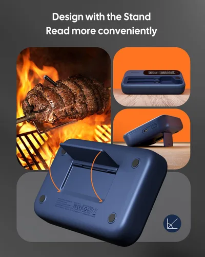 Vista 3 de Termómetro inalámbrico para carne con Bluetooth, termómetro de carne Bluetooth para parrilla, sonda de carne inalámbrica para cocinero de alimentos