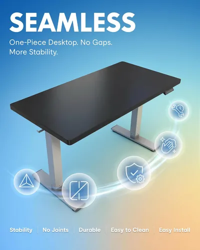 Vista 4 de FLEXISPOT EN1 Escritorio eléctrico de pie de una pieza de 55 x 28 pulgadas, mesa de pie para computadora de oficina en casa, escritorio ajustable