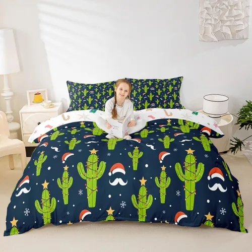 Vista 41 de Feelyou Juego de ropa de cama de Navidad gris para niños, tamaño individual, funda de edredón enana de Navidad para niños, niñas, adolescentes
