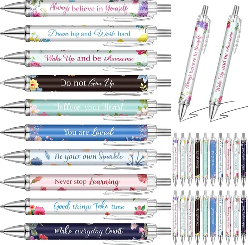 Vista 10 de Yeaqee 50 bolígrafos motivacionales a granel con diferentes citas inspiradoras para mujeres, regalos inspiradores, bolígrafos a granel