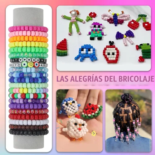 Vista 3 de LIS HEGENSA Cuentas de Pony a Granel, Cuentas Kandi para Hacer Collares de Joyería, Trenzado de Cabello, Kits de Fabricación de Pulseras, Cuentas