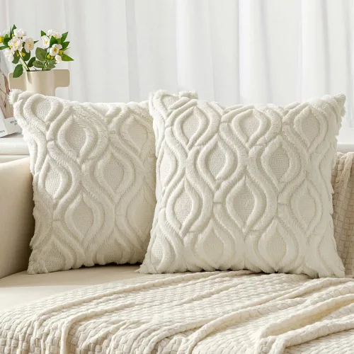 Vista 7 de MIULEE - Juego de 2 fundas de almohada de lana sintética suave y afelpada, fundas decorativas de estilo bohemio para sofá, sala de estar, cama, 16 x