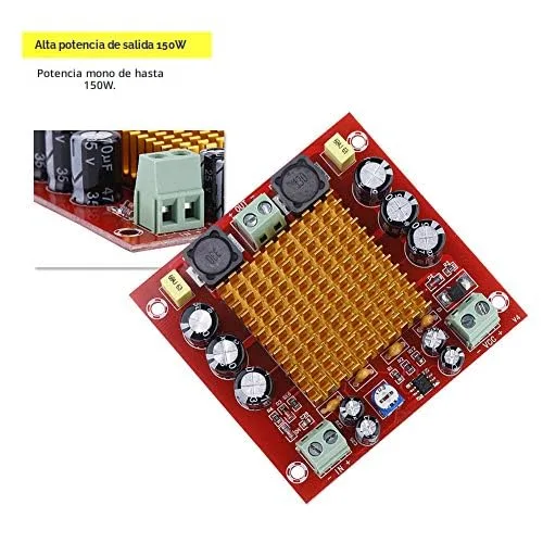Vista 6 de TPA3116D2 Placa de amplificador mono de 150 W Módulo de audio de potencia digital para altavoces DIY, AMP estéreo de un solo canal con protección