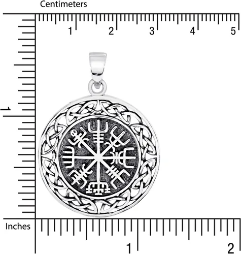 Vista 3 de WithLoveSilver - Colgante de plata de ley 925 maciza Vegvisir Talismán Celta Viking Protección, Plata esterlina