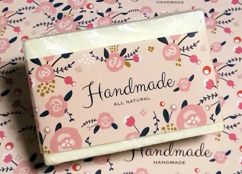 Vista 16 de Cinta de papel de envoltura para barra de jabón casera, productos hechos a mano, 20 piezas (horizontal - puntos azules)