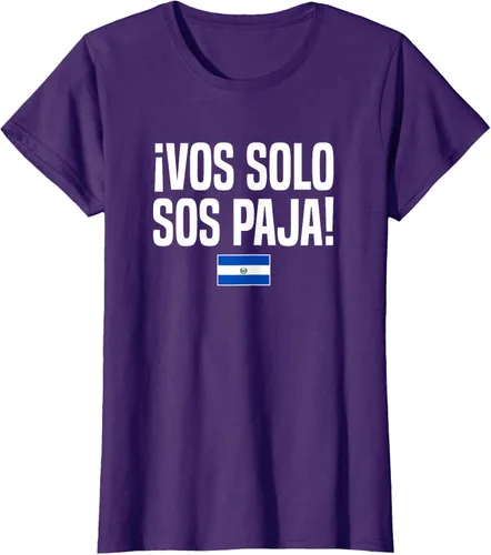 Vista 13 de Camiseta Vos Solo Sos Paja Salvadoran Slang Bandera de El Salvador, Negro