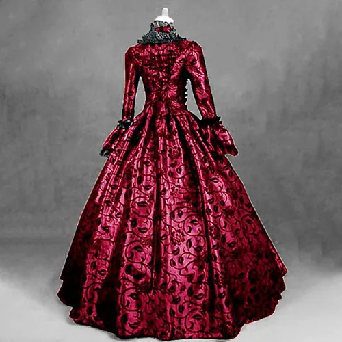 Vista 4 de Vestido victoriano para mujer, vestido retro medieval renacentista, vestido rococó, vestidos de baile de los años 1800, vestidos de regencia