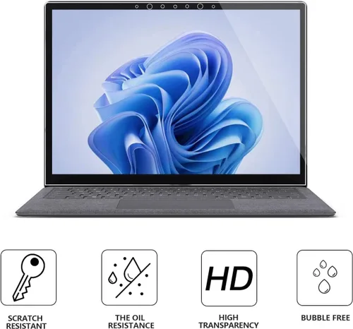 Vista 8 de Megoo Protector de pantalla de vidrio templado para laptop Microsoft Surface de 15 pulgadas, resistente a los arañazos, ultra transparente, suave al