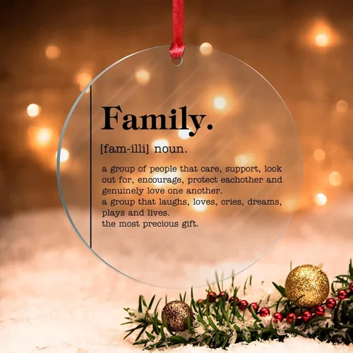 Vista 11 de Adorno colgante para árbol de Navidad, definición de hermano, regalo de vacaciones, adorno acrílico para árbol de Navidad, definición de sustantivo
