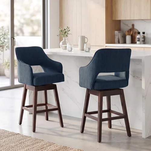 Vista 13 de Kmax Single Swivel Counter Height Bar Stool, Linen Beige