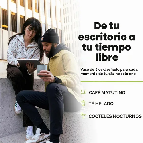 Vista 3 de Klean Kanteen Vaso de 8 oz Rise Lowball – Vaso aislado de acero inoxidable – Tapa deslizante a prueba de salpicaduras – Climate Lock aislado al