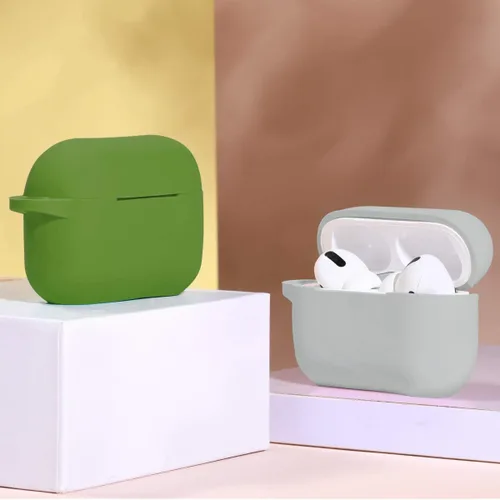 Vista 7 de Funda de silicona compatible con Apple AirPods Pro, funda protectora con mosquetón para AirPods 3 (luz de LED frontal visible)