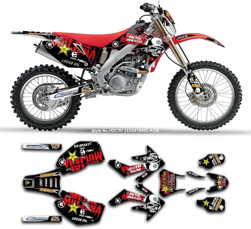 Vista 13 de Kit de calcomanías personalizadas para CRF250X 2004 2005 2006 2007, amarillo y blanco, HDCRF25X0416001-KR