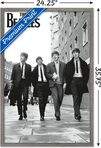 Vista 3 de Trends International The Beatles - Póster de pared "En Londres", 22.375 x 34 pulgadas, versión con marco de madera de granero