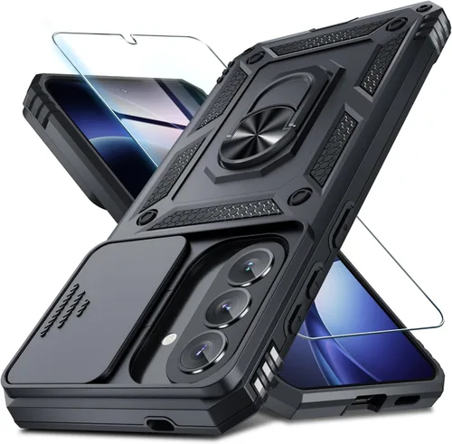Vista 45 de Janmitta Funda compatible con Samsung Galaxy A16 5G/4G con Cubierta Deslizante Integrada para Lente de Cámara + Protector de Pantalla + Soporte