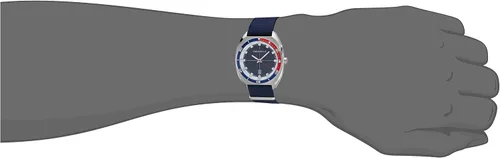 Vista 4 de Caravelle - Reloj retro de cuarzo para hombre acero inoxidable con correa de nailon azul tono plateado Modelo 43B167 Azul Patchwork