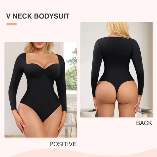Vista 3 de FeelinGirl Body de tanga de manga larga sin costuras para mujer control de abdomen 2023 de moda de invierno