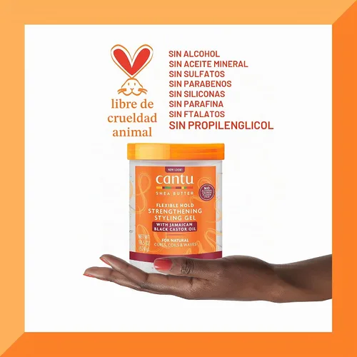Vista 11 de Cantu Gel fortalecedor de manteca de karité con aceite de ricino negro jamiaicano, 18.5 onzas