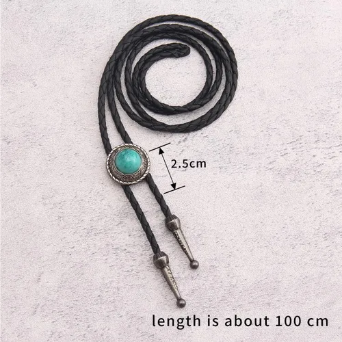 Vista 106 de Jeilwiy Corbata de bolo para hombre, corbata de vaquero occidental, collar de corbata de bolo dorado, corbata de cuero, corbata de Halloween