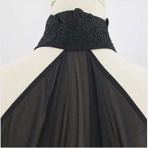 Vista 5 de Capa larga de gasa para mujer, cuello halter, para boda, novia, chal, capa larga