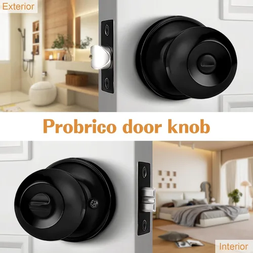 Vista 3 de Probrico - Perilla interior para puerta de baño, manija de puerta sin llave para dormitorio, juego de cerradura para puerta interior con perilla