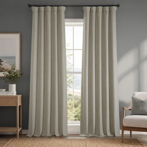 Vista 24 de HPD Half Price Drapes - Cortinas de lino sintético para sala de estar (2 paneles) - 50 pulgadas de ancho x 96 pulgadas de largo - Cortinas