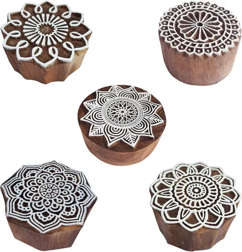 Vista 19 de Royal Kraft Sellos de impresión de madera de elefante (juego de 5) - DIY Henna tela textil papel arcilla cerámica bloques Htag2201